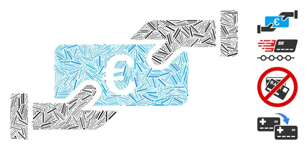 Linea Euro Pagamento in contanti Icona Mosaico vettoriale — Vettoriale Stock
