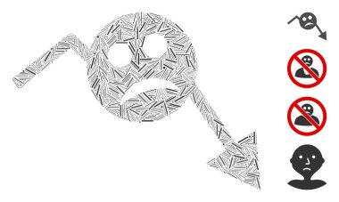 Doğrusal Depresyon Gülen Trend Ok Simgesi Vektör Kolajı