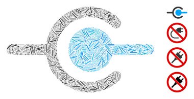 Satır Kablosu Bağlantısı Simge Vektörü Mozaiği