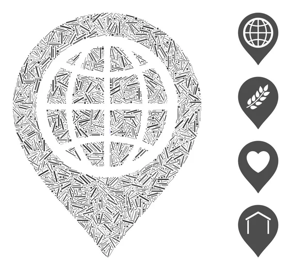 Linear Globe Map Icon Icon Vector Mosaic — стоковый вектор