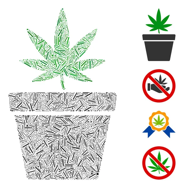 Hatch Cannabis Pot ikon vektor mozaik — Stock Vector