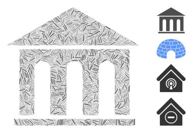 Doğrusal Müze Binası Simge Vektörü Mozaiği