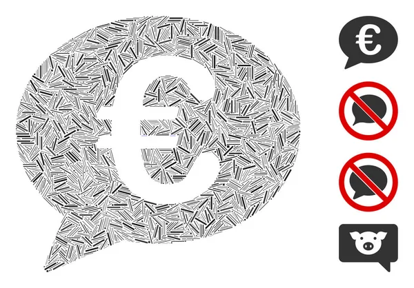 Euro linear Mensagem Balão Ícone Vector Mosaic — Vetor de Stock