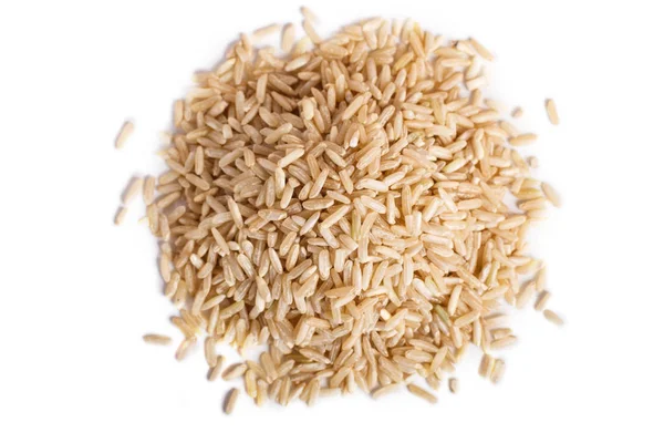흰 배경에 분리되어 있는 갈색 쌀 다발. — 스톡 사진