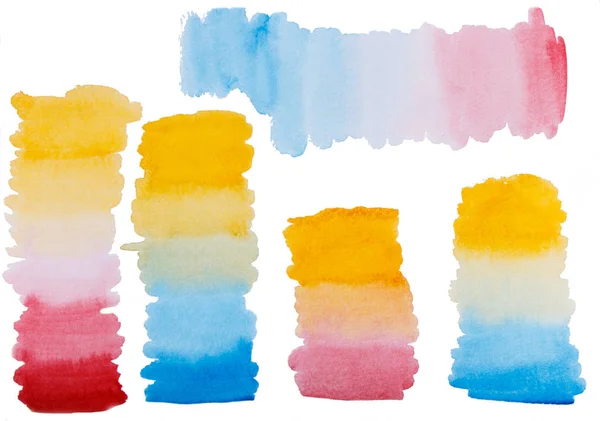 Set of hand painted watercolor gradient brush strokes