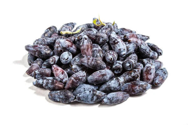 Pile of  Blue honeysuckle (Lonicera caerulea) or Haskap berry is — Stock Photo, Image