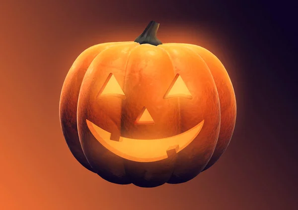 Halloween Pompoen Jack Lantern Illustratie Met Gelukkig Uitdrukking Zwarte Achtergrond — Stockfoto