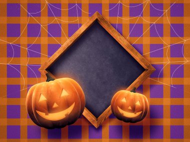 Fotokopi alanı ile Cadılar Bayramı balkabağı arkaplanı - 3D Görüntü