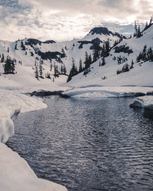 Dramatik kar manzara moody soyut renkler ile erime