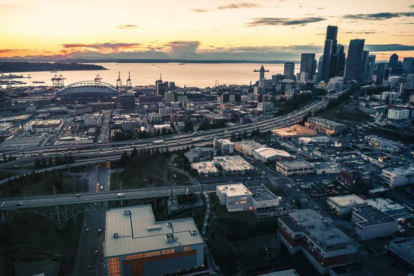 Perspektivy Vysoké Vrtulník Nad Centrální Městské Panoráma — Stock fotografie