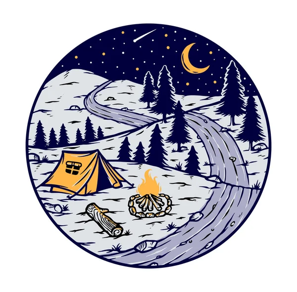 Camping Ilustración Vectorial Noche — Archivo Imágenes Vectoriales