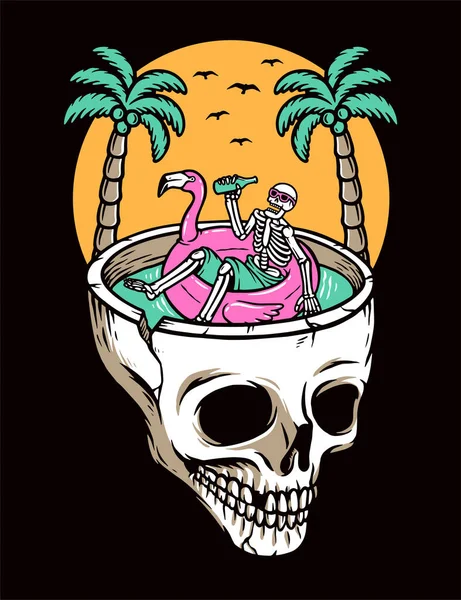Abstraktes Chillen Auf Der Skull Beach Logo Vorlage — Stockvektor
