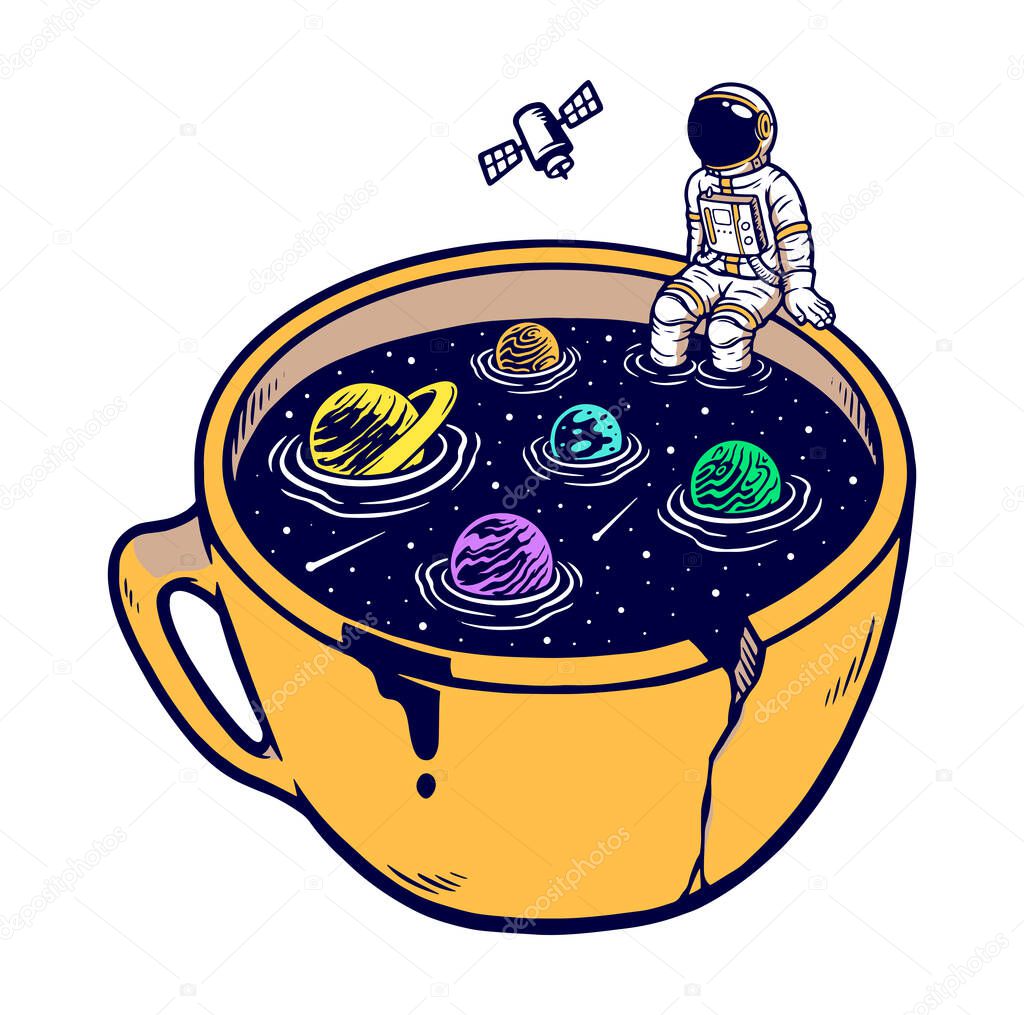 The universe in my cup vector illustration