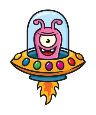 Soyut Sevimli Uzaylı karakter logo şablonu