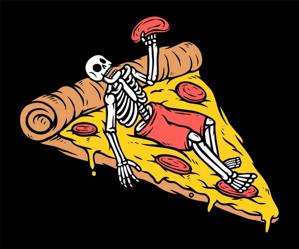 Pizza Vektör Illüstrasyonuyla Takılıyorum — Stok Vektör