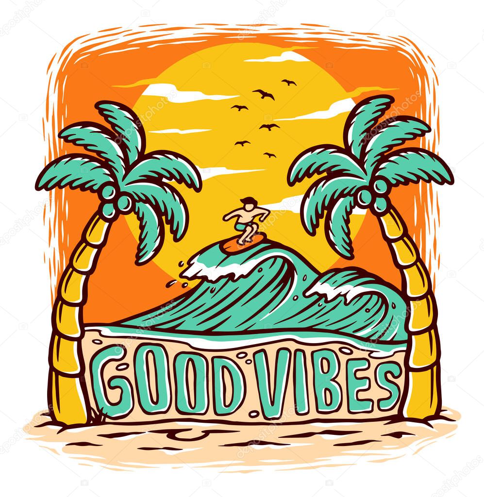 Good vibes beach vector illustration