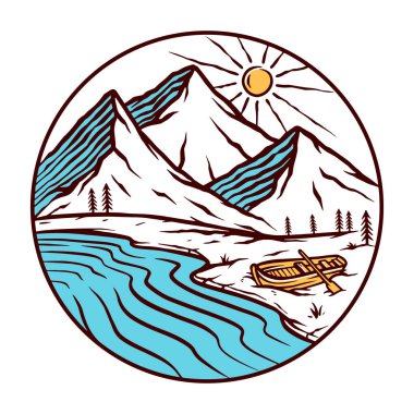 Doğal dağ manzarası vektör çizimi