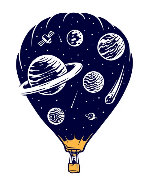 Hőlégballon Űrutazás Vektor Illusztráció — Stock Vector