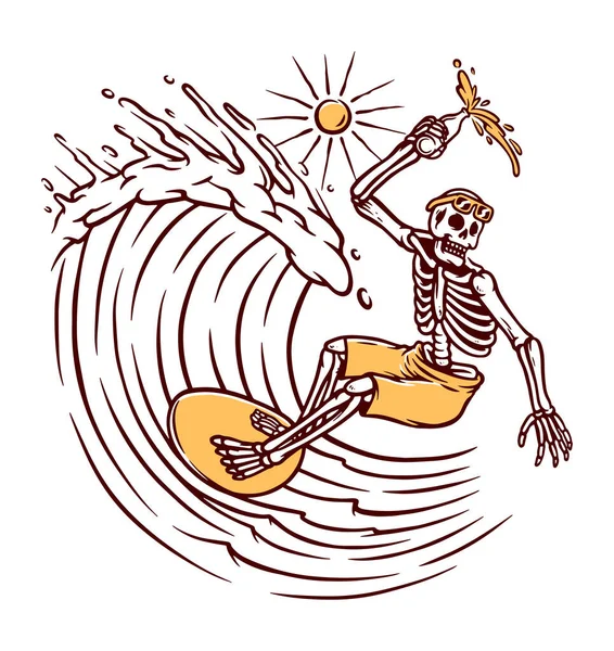 Cráneo Surf Playa Vector Ilustración — Archivo Imágenes Vectoriales