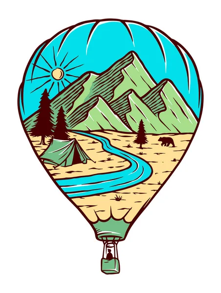 Illustration Zum Vektor Eines Heißluftballons — Stockvektor