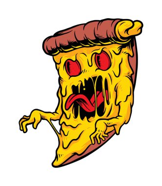 Pizza canavarı çizgisi çizimi. el çizimi