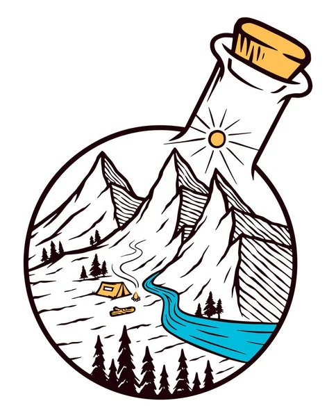 Гора Скляній Пляшці Векторні Ілюстрації — стоковий вектор
