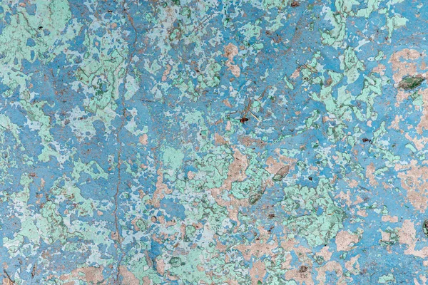 Texture mur en béton avec abri bleu et vert peinture gros plan — Photo