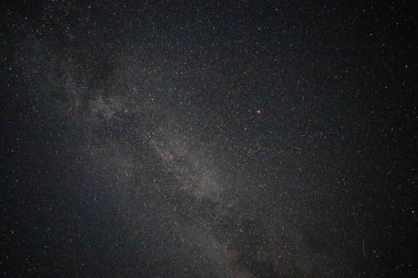 Güzel yıldızlı gece gökyüzü ve göl üzerindeki Samanyolu