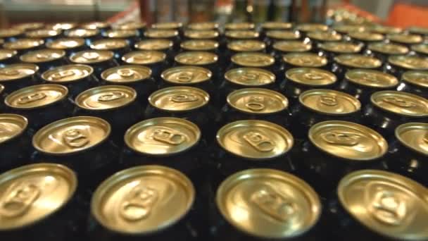 Cerveza Supermercado Muchas Latas Cerveza Están Mostrador Tienda — Vídeos de Stock