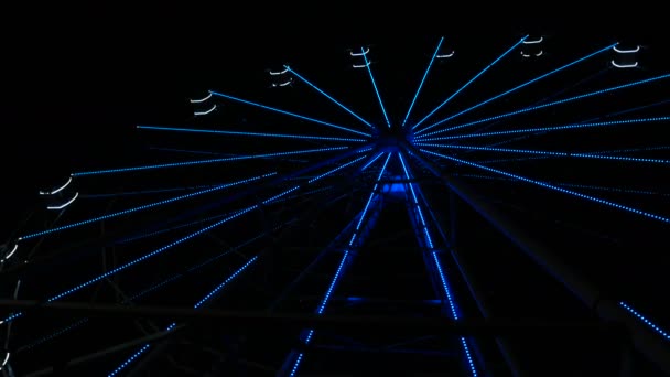 Ferris Wheel City Bottom View Ferris Wheel Rotates Its Axis — Stock Video