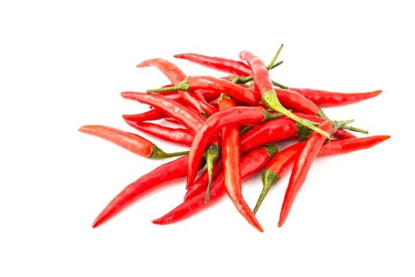 Red Chili Peppers Group Red Chilies White Background Close Selective — Stock Photo, Image