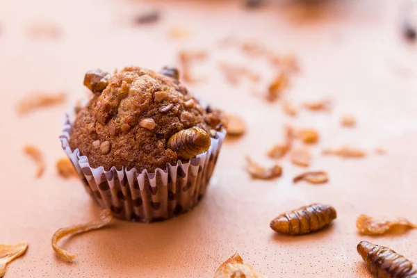 Babeczki Bananowe Owadów Żywności Cupcake Banana Owadów Żywności Szalotki Chrupiące — Zdjęcie stockowe