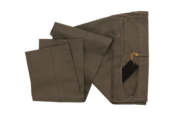 Gray Složené Kalhoty Nové Módní Složených Kalhot Cenou Značky Izolovaných — Stock fotografie