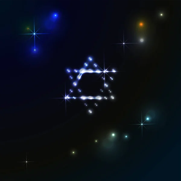 ダビデの星は 天の川星空 ハヌカ ハヌカのバナーで点灯します ベクトル組成伝統的なユダヤ人イスラエルのグリーティング カード クリスマス — ストックベクタ