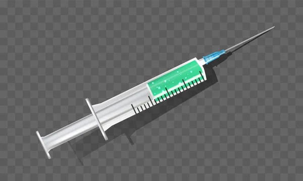 Disposable syringe with liquid — Stock Vector