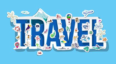 seyahat doodle çıkartmaları 