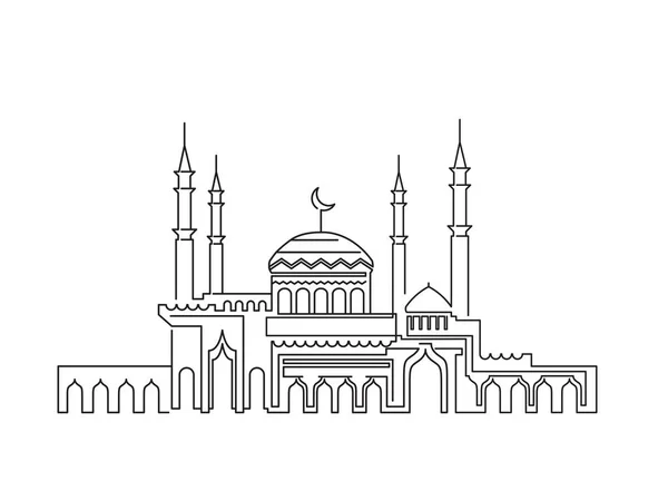 Mesquita lineart ramadã —  Vetores de Stock