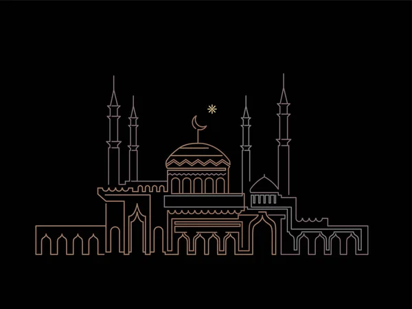 Mezquita lineart ramadan — Archivo Imágenes Vectoriales