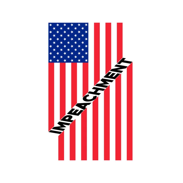 A kivizsgálás során az amerikai zászló. Az Egyesült Államok állami szimbóluma hivatalos rendezvényekre. Headline egy politikai cikk hír a nap. Csillagcsíkos zászló és Impeachment szóösszetétel — Stock Vector