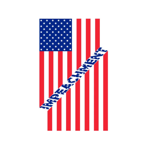 A kivizsgálás során az amerikai zászló. Az Egyesült Államok állami szimbóluma hivatalos rendezvényekre. Headline egy politikai cikk hír a nap. Csillagcsíkos zászló és Impeachment szóösszetétel — Stock Vector