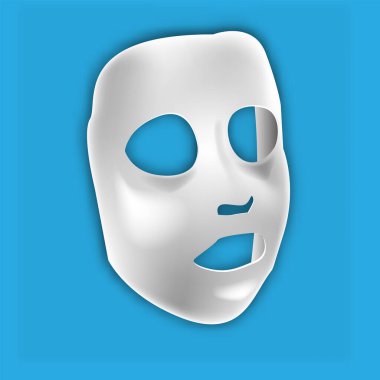 Yüz beyaz çarşafı kozmetik yüz maskesi. Gerçekçi vektör. Evet.