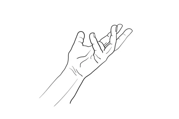 Ręczna kolekcja skeczy Vectora. Koncepcja mowy ciała. Znaki rąk - interaktywny zestaw komunikacyjny. Ręka w różnych pozycjach. Gesty ramion do pokazywania i wskazywania, trzymania i reprezentowania. — Wektor stockowy