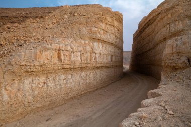 Suudi Arabistan 'daki Görkemli Kanyon Saklı Çöl Mücevheri. Suudi Arabistan 'daki görkemli bir kanyonun nefes kesici güzelliğini keşfedin, burada yüksek kayalıklar ve altın kumlar dramatik bir manzara yaratır. Mükemmel.