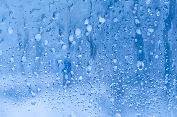 Gotas Lluvia Agua Congelada Fondo Cristal Ventana — Foto de Stock