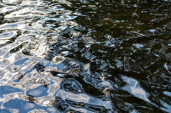 Texture of rippled dark water surface with highlights