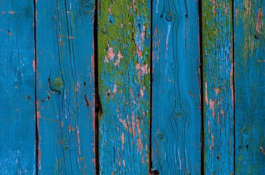 Yıpranmış mavi shabby chic boyalı ahşap tahta doku, önden görünüm kırık