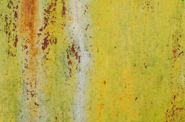 Doku Vintage sarı yeşil demir duvar arka plan birçok kat boya ile boyanmış