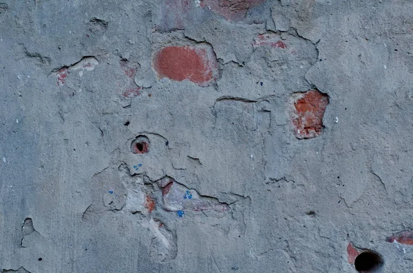 Tekstura Ściana Cementowo Szarej Pęknięcia Dziury — Zdjęcie stockowe