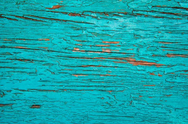 Cracked Weathered Azul Verde Chique Gasto Pintado Textura Placa Madeira — Fotografia de Stock
