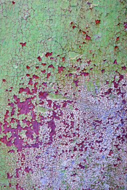 Vintage paslı yeşil ve mavi demir duvar arka plan doku boya ve pas birçok katmanları ile